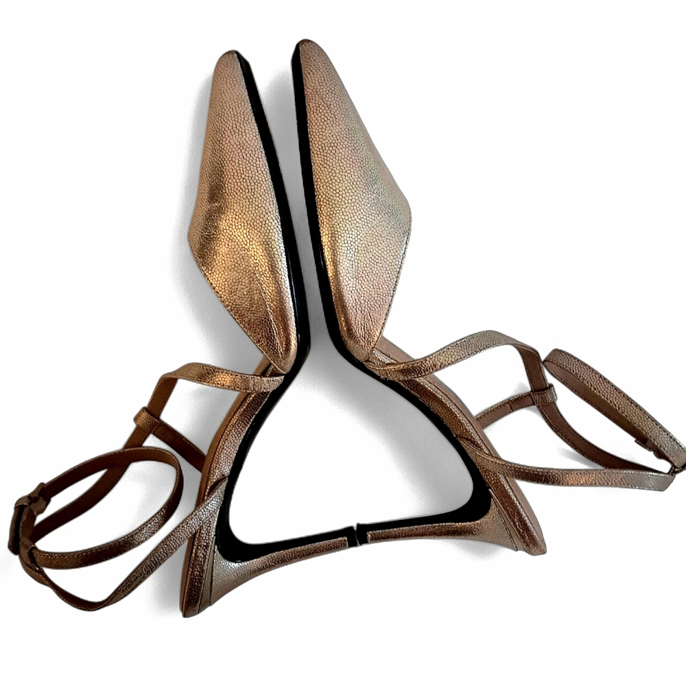 Calvin Klein NWOT Ganya Strappy Pumps Sz 10 Pearlized Sandstone SPICY🔥🔥🔥